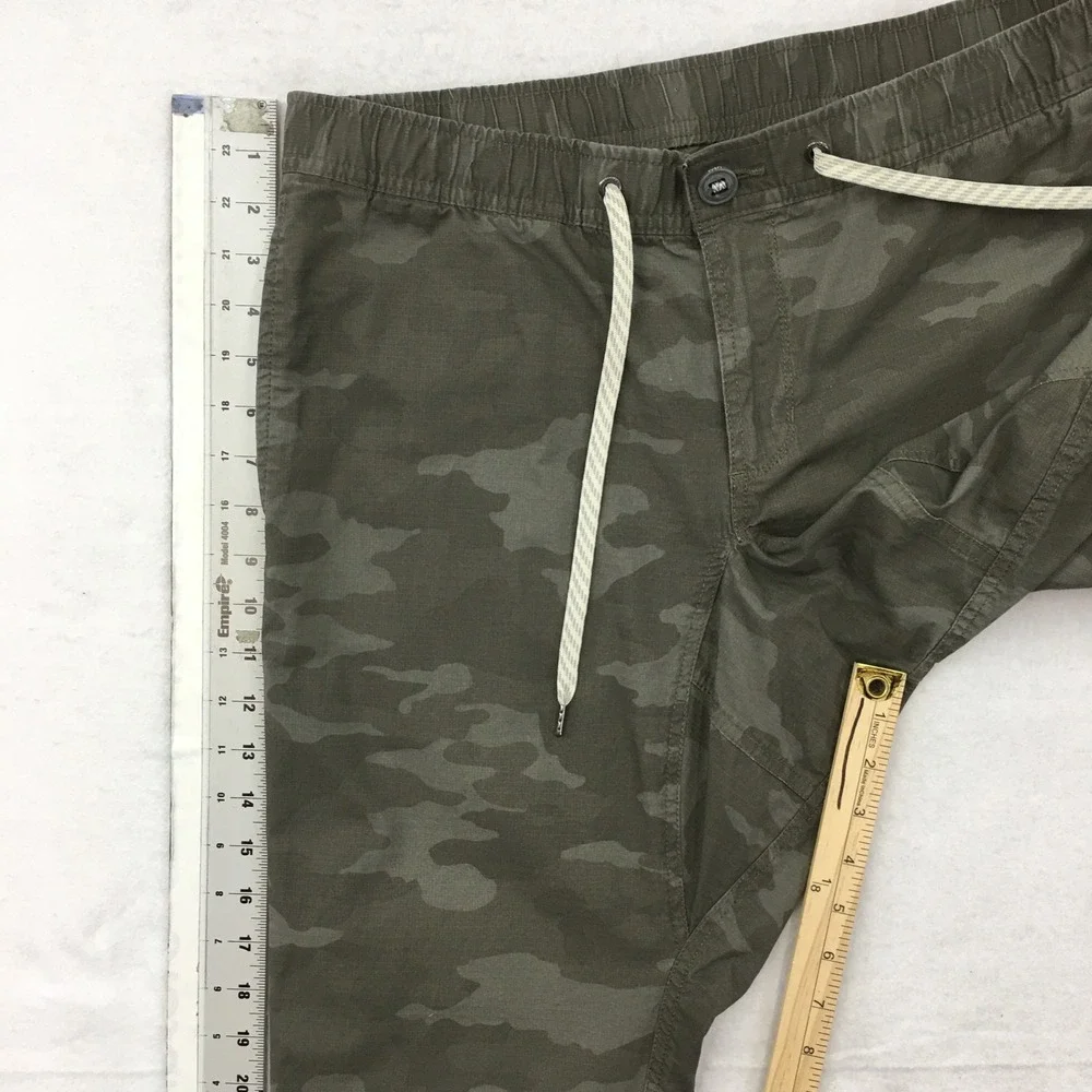 Vuori Mens Ripstop Camo Climber Pants Green Large Elastic Waist Drawstring V412